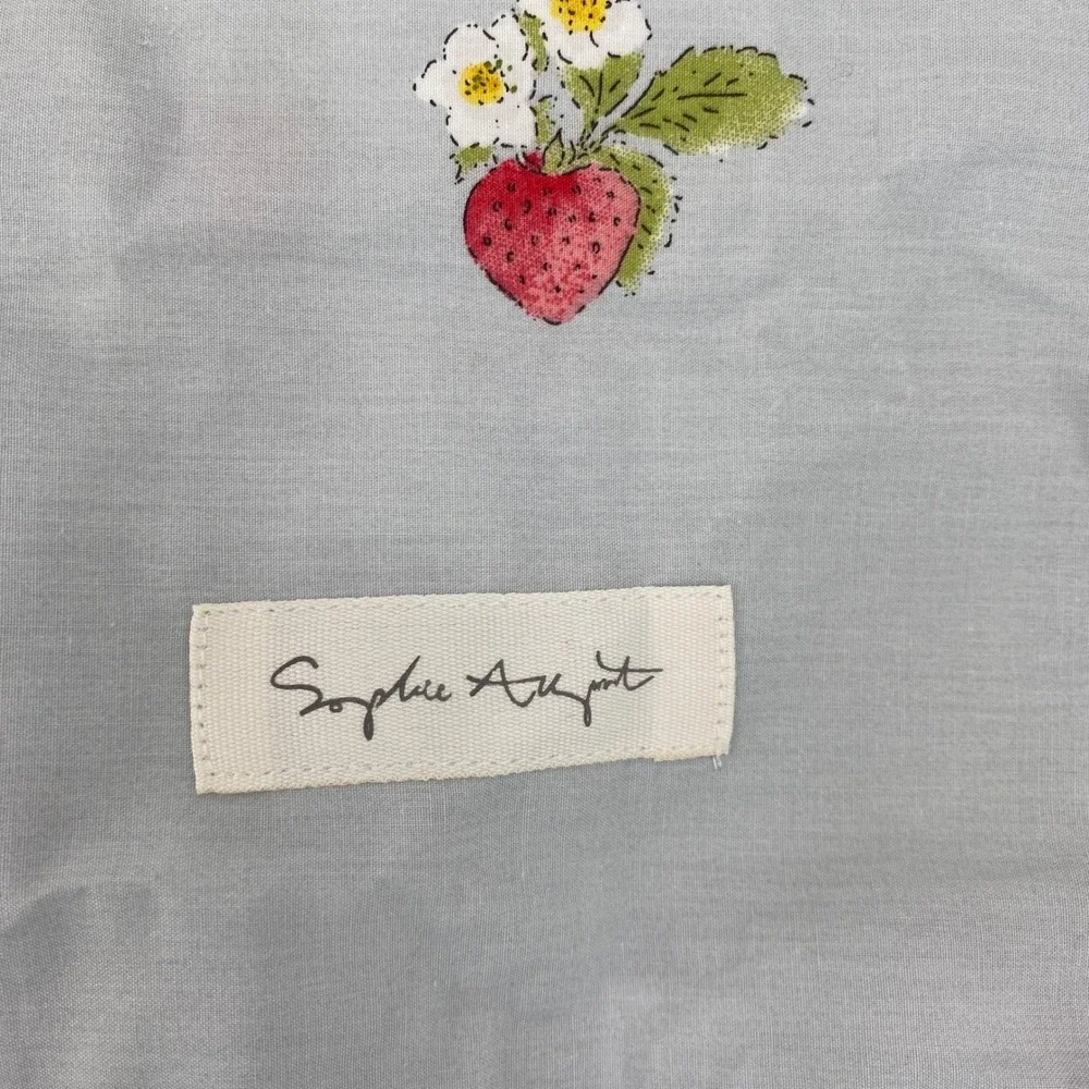 Sophie Allport Flat Sheet and Pillowcase Twin Blue Strawberry Floral 100% Cotton